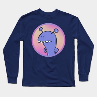 angry purple monster in the circle Long Sleeve T-Shirt